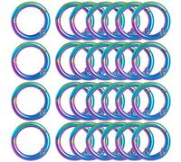 SOFPLATE 1 Box 20Pc Metal Spring O Rings 20mm Round Carabiner Keyring Rainbow Color Trigger Spring Clips Snap Zinc Alloy O Ring Buckles for DIY Keychains Keyring Purses Handbags Dog Leashes Crafts