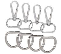 SOFPLATE 1 Box 20Pcs 10 Sets Swivel Hook and D Ring 1 Inch Lobster Claw Clasp Bulk Alloy Metal Silver Oval Rings Push Gate Snap Hook Clasps for Strap Purse Keychain Handbag Lanyard DIY Making Crafts