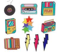 SOFPLATE 1 Box 20Pcs 10 Styles Retro 80s Charms Vinyl Record Earrings Large Transparent Acrylic Halloween Glow Party Cassette Tape Charms for Jewellery Making Bracelet Necklace Keychain Accessories