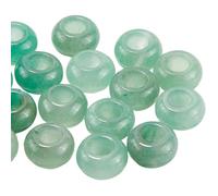 SOFPLATE 1 Box 20Pcs 14mm Green Aventurine Large Hole Beads European Stone Bead Bulk Round European Crystal Rondelle Macrame Loose Beads for Beading Jewellery Making Bracelets Necklaces Braided Hair