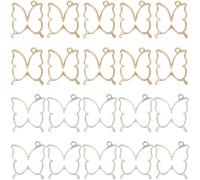 SOFPLATE 1 Box 20Pcs 2 Colors Hollow Butterfly Charms Bezel Charms Bulk Large Alloy Insect Animal Gold White K Pendants Open Back Bezels for Resin Jewellery Making Earrings Necklace Bracelet Crafts