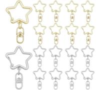 SOFPLATE 1 Box 20Pcs 2 Colors Star Lobster Clasps Swivel Spring Clips Metal Silver Light Gold Snap hooks Alloy Keychain Rings Buckles Accessories for Car Keys Lanyards Bags Purses DIY Making Crafts