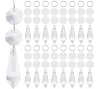 SOFPLATE 1 Box 20pcs 38mm Chandelier Replacement Crystals Lamp Crystal Replacements Glass Hanging Icicle Drops Pendant Prism with Octogan Link Kit for Chandelier Candle Lamp Diy Decoration Supplies