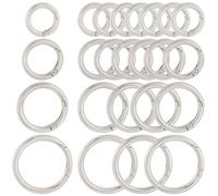 SOFPLATE 1 Box 20Pcs 4 Sizes Trigger Spring O Rings Bulk Round Carabiner Clip Key Ring Metal Circle Snap Hooks Gate O Ring Buckle Clasps for Keyrings Purse Bags Chain Keychain Supplies Leather Crafts