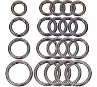 SOFPLATE 1 Box 20Pcs 4 Styles Gun Metal Black Key Ring Round Carabiner Keychain Small Large Snap Clip Hooks Alloy Multi Purpose Spring O Rings for Crafts Keyrings Buckle Bags Purses DIY Accessory