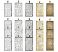 SOFPLATE 1 Box 20Pcs 5 Colors Rectangle Cabochon Tray Bezel Charm Tray Alloy Plain Edge Bezels 12.7 x 5.9cm Tibetan Style Vintage Pendant Charms for Jewelry Making Charms Necklaces Supplies DIY Crafts