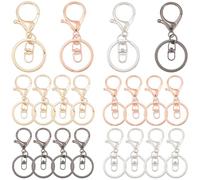 SOFPLATE 1 Box 20Pcs Black Lobster Clasp Keychain Bulk Lobster Claw Keychain Clip Alloy Small Gold Flat Split Key Ring with Swivel Trigger Clip Hook for Keychains Purse Lanyard Supplies DIY Crafts