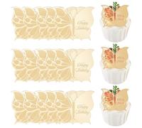 SOFPLATE 1 Box 20Pcs Butterfly Cake Toppers Mini Butterfly Cake Decorations Gold Green Mini Acrylic Glossy Hollow Word Happy Birthday Card Cupcake Toppers for Birthday Party Favor Bakery DIY Crafts
