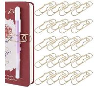 SOFPLATE 1 Box 20Pcs Gold Paperclip Pen Holder Heart Pen Clip Carbon Steel Paper Clip Office School Portable Insert Pencil Holding for Notebook Journal Scrapbook Indoor Outdoor Planner 2.7 x 0.8Inch