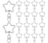 SOFPLATE 1 Box 20Pcs Star Keychain Clasp Spring Swivel Clip Silver Metal Lobster Claw Alloy Stars Shaped Snap hooks Key Rings Buckles Accessories for Car Keys Lanyards Bags Purses DIY Making Crafts