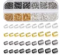 SOFPLATE 1 Box 2200Pcs 1.5mm 2mm 2.5mm Tube Crimp Beads Kit Beading Crimp Tubes with Crimping Plier Beads Stoppers Column Cord End Caps for Jewelry Making Supplies DIY Earring Necklace Bracelet Crafts