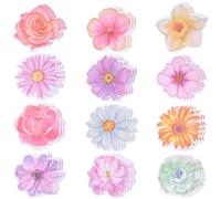 SOFPLATE 1 Box 240 Sheets 12 Styles Colorful Floral Stickers Flower Sticky Notes Bulk Large Cartoon Natural Spring Floral Decals for Reminders Studying School Office Home Notebook Supplies Decorations