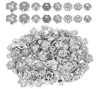 SOFPLATE 1 Box 240Pcs Flower Bead Caps Spacer Bead End Caps Bulk Alloy Textured Tibetan Style Small Antique Silver Stoppers Bead End Caps for Jewelry Making Necklaces Bracelets Earrings Supplies DIY