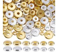 SOFPLATE 1 Box 240Pcs Silver Disc Spacer Bead Flat Round Spacer Beads 4mm 6mm 8mm Gold Small Mini Solid Barrel Loose Beads Spacers for Jewelry Making Bracelets Necklaces Beading Supplies DIY Crafts