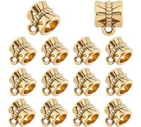 SOFPLATE 1 Box 240Pcs Small Hole Bail Beads Gold Bail Beads Bulk Alloy Cylindrical Shape Tibetan Style Dangle Textured Spacer Beads for Jewellery Making Pendants Charms Necklaces Supplies DIY Crafts