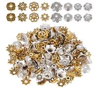 SOFPLATE 1 Box 240Pcs Spacer Bead Caps Bulk Silver Bead End Caps Alloy Tibetan Style Flower Textured Stoppers Small Spacers for Jewellery Making Necklaces Bracelets Earrings Supplies DIY Craft