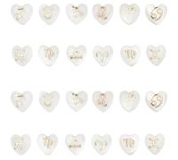 SOFPLATE 1 Box 24Pcs White Heart Shell Beads Zodiac Beads Small Gold White 12 Constellation Zodiacs Sign Spacer Lucky Bead for Jewellery Making Bracelets Necklaces Earrings Birthday Gifts DIY Crafts