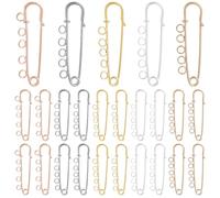 SOFPLATE 1 Box 25Pcs 5 Colors Craft Brooch Pins Heavy Duty Safety Pins Bulk with 5 Loops 50mm Iron Colorful Kilts Large Metal Brooches Findings for Jewellery Blanket Skirts Kilts Knitted Fabric Crafts