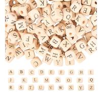SOFPLATE 1 Box 260Pcs Letters Beads Square Wooden Letter Beads Loose Bulk Cube Friendship Natural Wood Color Assorted Styles Alphabets Spacers for Jewellery Making Findings DIY Craft Bracelet Necklace