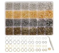 SOFPLATE 1 Box 2800Pcs+ 6 Size 4 Colors Jump Rings Kit Jump Hoops Tweezers Opening Tools Round Iron Connector Rings for Jewellery Making Keychains Earrings Necklaces Bracelets Charms Supplies Repair