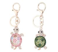 SOFPLATE 1 Box 2Pcs 2 Styles Turtle Key Chains Women Rhinestone Charm Keychain Alloy Keyring Summer Sea Ocean Tortoise Pendants Keychains for Car Key Keychains Party Favor Purse Favors Gift Women