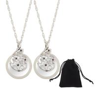 SOFPLATE 1 Box 2Pcs 4.5X Glass Magnifier Necklace Lighted Pendant Magnifier Silver Bling Flower with Chain Velvet Bag Reading Page Charms Findings for Jewellery Necklace Pendants Supplies DIY Crafting
