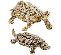 SOFPLATE 1 Box 2Pcs Vintage Turtle Figurines Brass Turtle Figurine Statue Feng Shui Animal Decor Home Ornaments Small Chinese Good Luck Sculptures for Prosperity Home Decor Table Centerpieces Gifts