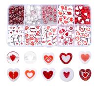 SOFPLATE 1 Box 300Pcs 10 Styles Heart Shaped Acrylic Beads Heart Beads Bulk Mini White Red Love Transparent Plastic Cub Party Valentine's Day Hearts Beads for Jewelry Making Necklaces Bracelets Crafts