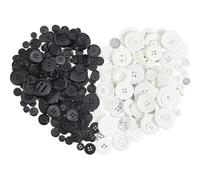 SOFPLATE 1 Box 300Pcs 2 Colors White Resin Buttons Mixed Black Buttons Assorted Sizes Bulk Small Round Flatback Shape 2 And 4 Hole Button for Clothes Shirt Sewing Crafts DIY Art Project Beginner Decor