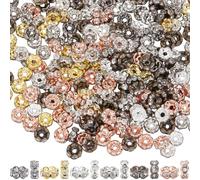 SOFPLATE 1 Box 300Pcs 6 Colors 6mm Rondelle Crystal Beads Rhinestone Spacer Bead Wavy Edge Loose Brass Wave Spacer Beads for jewellery Making Supplies DIY Necklaces Bracelets Earring Beaded Pens Craft