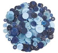 SOFPLATE 1 Box 300Pcs Blue Craft Buttons Blue Sewing Buttons Resin Round Bulk Multicolor Simple Flatback Assorted Sizes 2 And 4 Hole Button for Crafts Clothes Coat Shirt DIY Art Projects Decoration