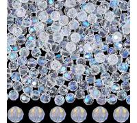 SOFPLATE 1 Box 300Pcs Faceted Crystal Bead 8mm Glass Rondelle Beads Bulk AB Clear Color Round Gemstone Spacer Beads for Bracelets Beading Earrings Necklaces Keychains Jewellery Making DIY Crafts Women