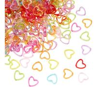 SOFPLATE 1 Box 300Pcs Heart Frame Beads Acrylic Bead Frames Bulk Random Color Rainbow Transparent Smooth Lightweight Spacers for Jewellery Making Findings DIY Crafts Bracelet Earrings Pen Beginners