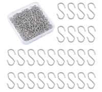 SOFPLATE 1 Box 300Pcs Mini S Hooks Stainless Steel S Shaped Hooks Small Silver Metal Hangers Ornaments Accessories for Holiday Home Decoration Crystal Beads Glass Ball Sun Catchers Hanging 14x5x1mm