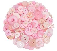 SOFPLATE 1 Box 300Pcs Pink Craft Buttons Pink Assorted Buttons Resin Bulk Round Shape Sweet Multicolor Flatback Styles 4 And 2 Hole Button for Crafts Sewing Clothes Skirt Sweater DIY Art Decor
