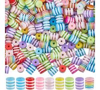 SOFPLATE 1 Box 300Pcs Resin Striped Beads Candy Striped Beads Loose Bulk Small Assorted Color Translucent Rainbow Cylinder Spacer for Jewellery Making Findings Bracelets Necklace DIY Crafts Beginner