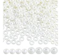 SOFPLATE 1 Box 300Pcs Rondelle Pearl Beads Large Hole European Beads Old Lace Imitation Pearl Acrylic Round Ball Small Smooth Loose Spacers for DIY Jewellery Making Bracelets Necklaces Earrings Crafts