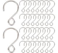 SOFPLATE 1 Box 300pcs Stainless Steel S Hooks Small S Shaped Hook Tiny Miniature Silver Metal S Shape Curtain Crystal Bead Hook Clips For Hanging Suncatcher Lamp Curtain Christmas Ornament Accessories