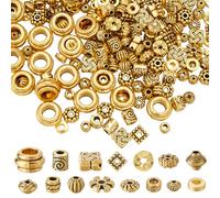 SOFPLATE 1 Box 300Pcs Tibetan Style Alloy Beads Flat Metal Spacer Bead Bulk Antique Gold Flat Round Square Rondelle Flower Tube Spacer Beads for Bracelet Necklace Earring jewellery Making DIY Supplies
