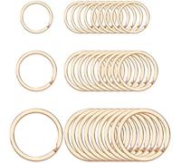 SOFPLATE 1 Box 30Pcs 0.79/0.98/1.26 Inch Gold Flat Key Ring Round Split Keyrings Iron Circular Double Loop Jump Ring Metal Keychain Rings Clips for Home Car Keys Keychains Organization Accessories