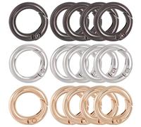 SOFPLATE 1 Box 30Pcs 3 Colors Round Carabiner Clip Spring O Rings Metal Key Ring 20mm Circle Trigger Snap Hooks Gate O Ring Buckle Clasps for Keyrings Purse Bags Chain Keychain Supplies DIY Craft