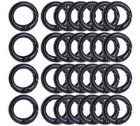 SOFPLATE 1 Box 30Pcs Black Spring O Rings 20mm Round Carabiner Clip Snap Metal Trigger Key Ring Clips Zinc Alloy Gate O Rings Buckles for DIY Keychains Keyrings Purses Handbags Dog Leashes Crafts
