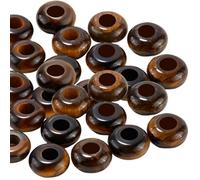 SOFPLATE 1 Box 30Pcs Large Hole Tiger Eye Beads Large Hole Gemstone Spacer Beads Dark Brown Gem Stone Loose Macrame Bead Bulk for jewellery Women Pen Hair Necklace Bracelet Making Crafts Accessories
