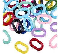 SOFPLATE 1 Box 30Pcs Oval Key Ring Spring Gate Rings Large Colorful Metal Open Tiger Connector Clasps Loose Snap Clip Hooks for Keychains Bags Purses Key Chains Bracelet Jewellery DIY Craft Making