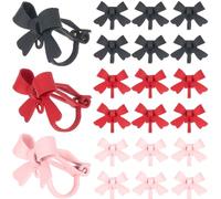SOFPLATE 1 Box 30Pcs Red Pink Black Bow Clip Earrings Converter Bow Earring Findings Clip on Earring Bowknot Clips Ear Accessories with Loops for Jewellery Making Supplies DIY Dangle Earrings Women