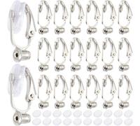 SOFPLATE 1 Box 36 Sets Clip on Earring Converter Silver Clip on Earring Findings Brass Non Pierced Earring Components with Ear Pads Clip Earring Accessories for Jewellery Making Supplies DIY Craft