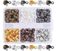 SOFPLATE 1 Box 360pcs 6 Colors Bead Tips Knot Covers Bead Tip Knots Brass Small Colorful Clamshell Calotte Crimping Open Ends Beads Cover for Jewelry Making Necklaces Bracelets Earrings DIY Crafts