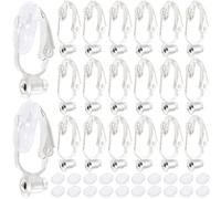 SOFPLATE 1 Box 36Pcs Silver Earring Converter Clip on Earrings Backs Brass with Comfort Pads Painless Earring Components Earring Clips for Non Pierced Ears jewellery Making Supplies DIY Craft Beginner