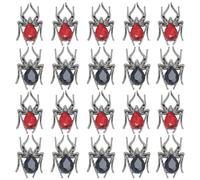 SOFPLATE 1 Box 36Pcs Spider Cabochons Halloween Nail Art Charms Bulk Black Red Alloy Rhinestone Flatback Gems Holiday Themed 3D Insect Spider Cabochon for DIY Craft Manicure Decor Accessories