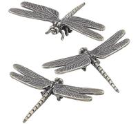 SOFPLATE 1 Box 3Pcs Small Dragonfly Figure Metal Insect Statue Vintage Retro Brass Antique Bronze Miniature Display Animal Figurine Sculpture Ornaments for Desk Shelf Living Room Home Office DIY Decor